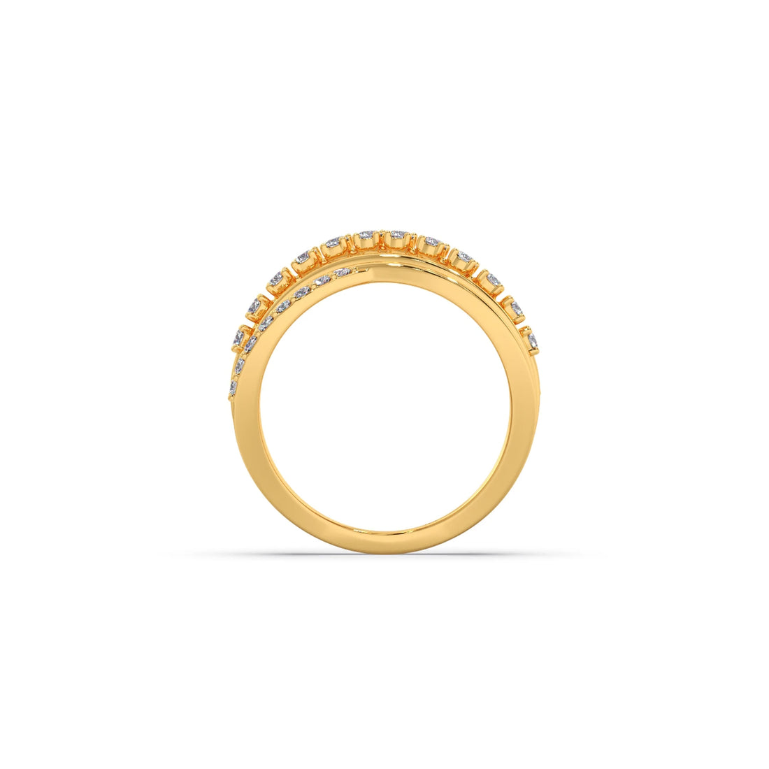 Multi-Row Crossover Diamond Ring