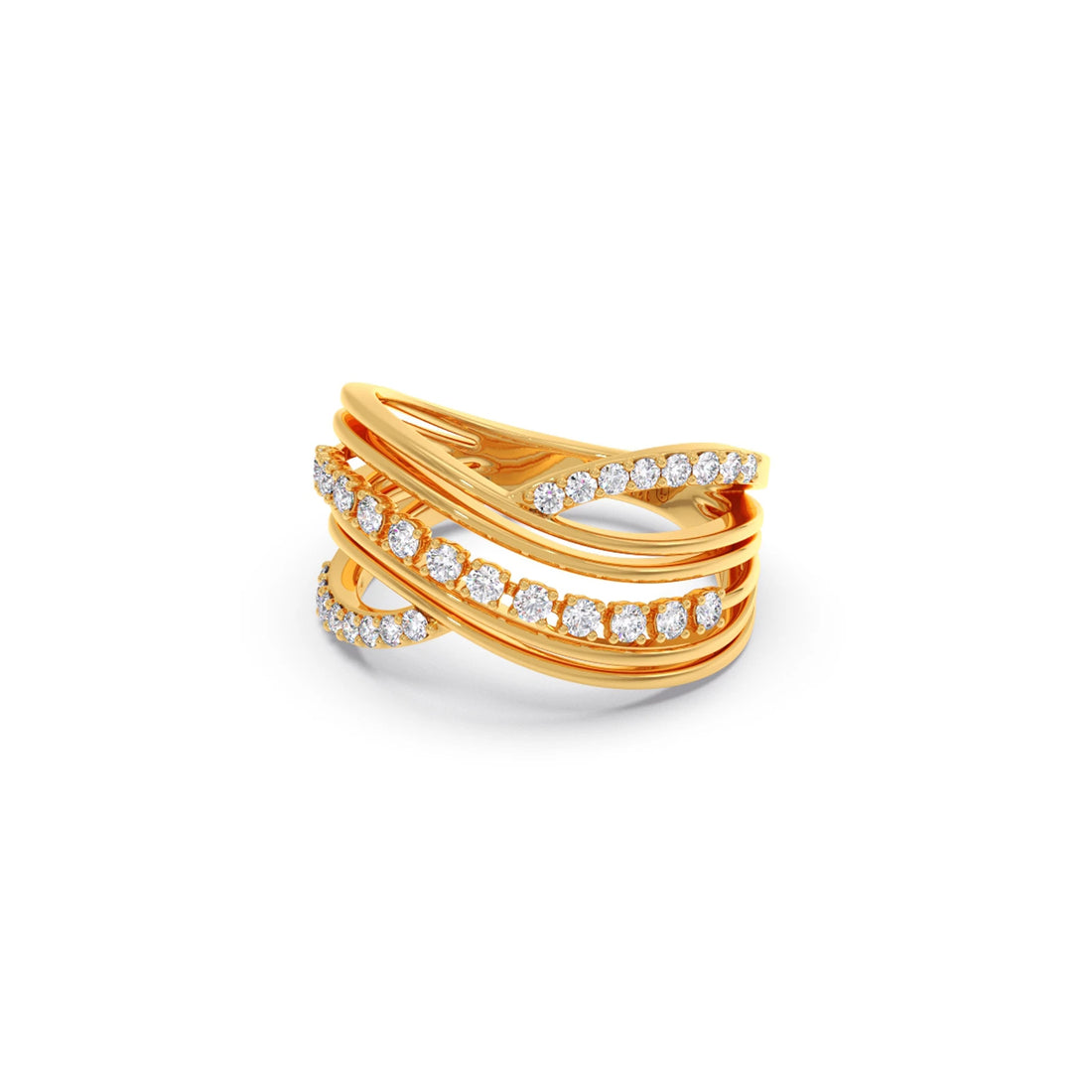 Multi-Row Crossover Diamond Ring