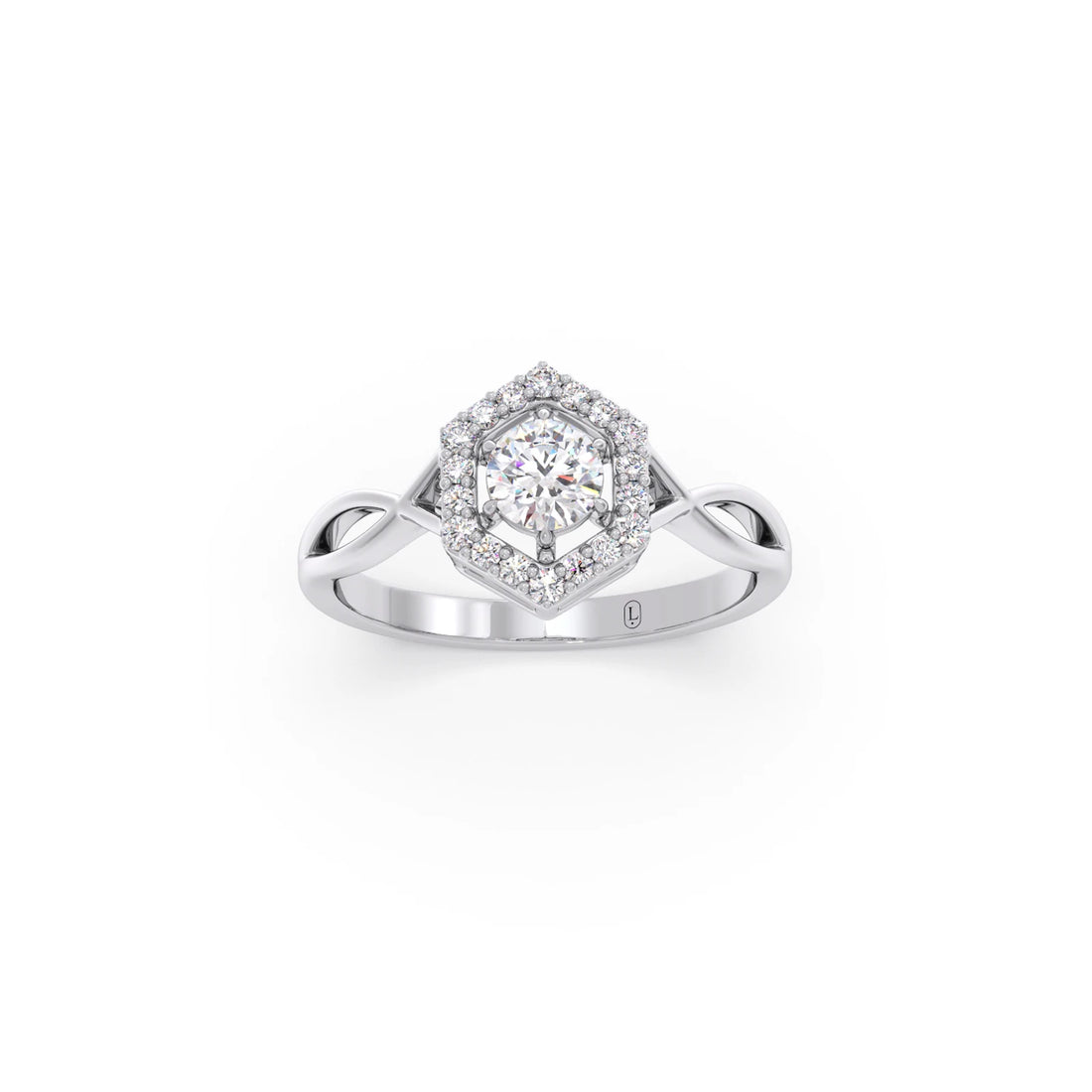 Radiant Round Halo Diamond Engagement Ring