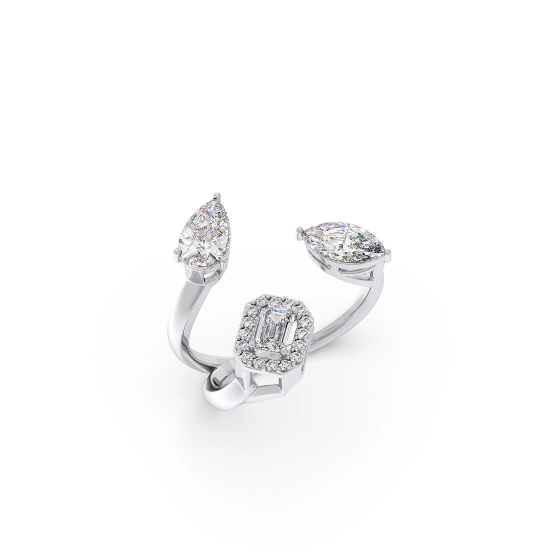 Pear & Emerald Trio Diamond Ring