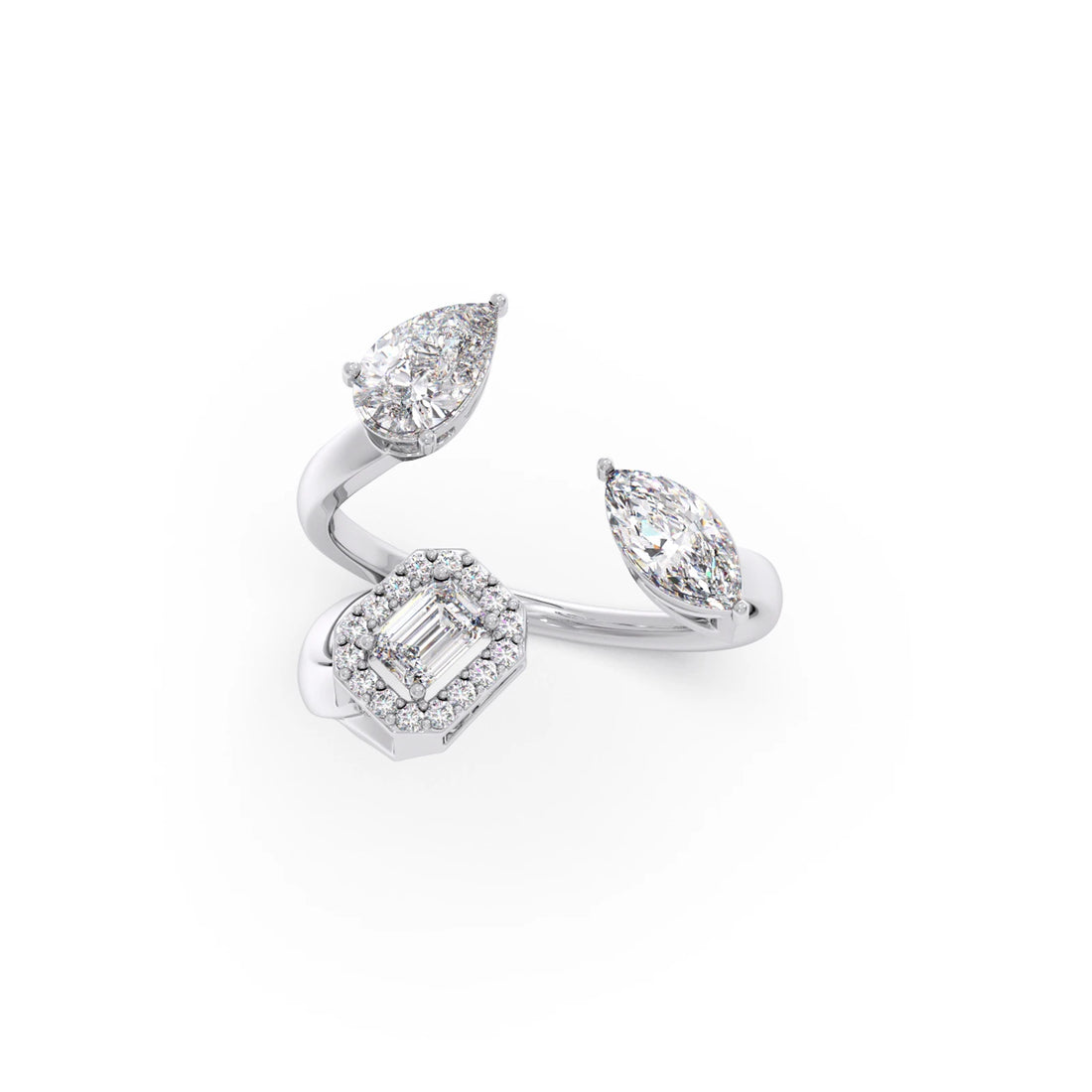 Pear & Emerald Trio Diamond Ring