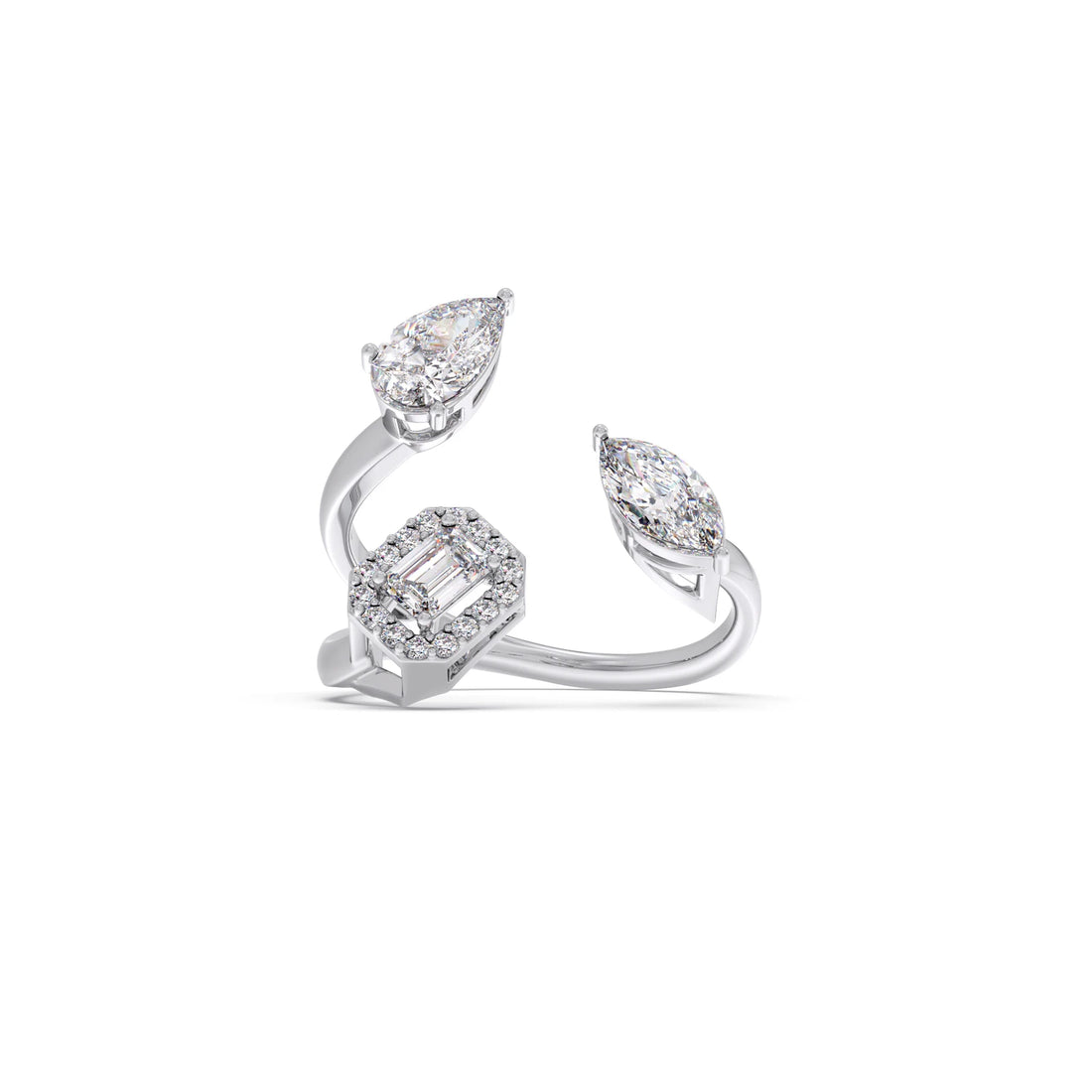 Pear & Emerald Trio Diamond Ring