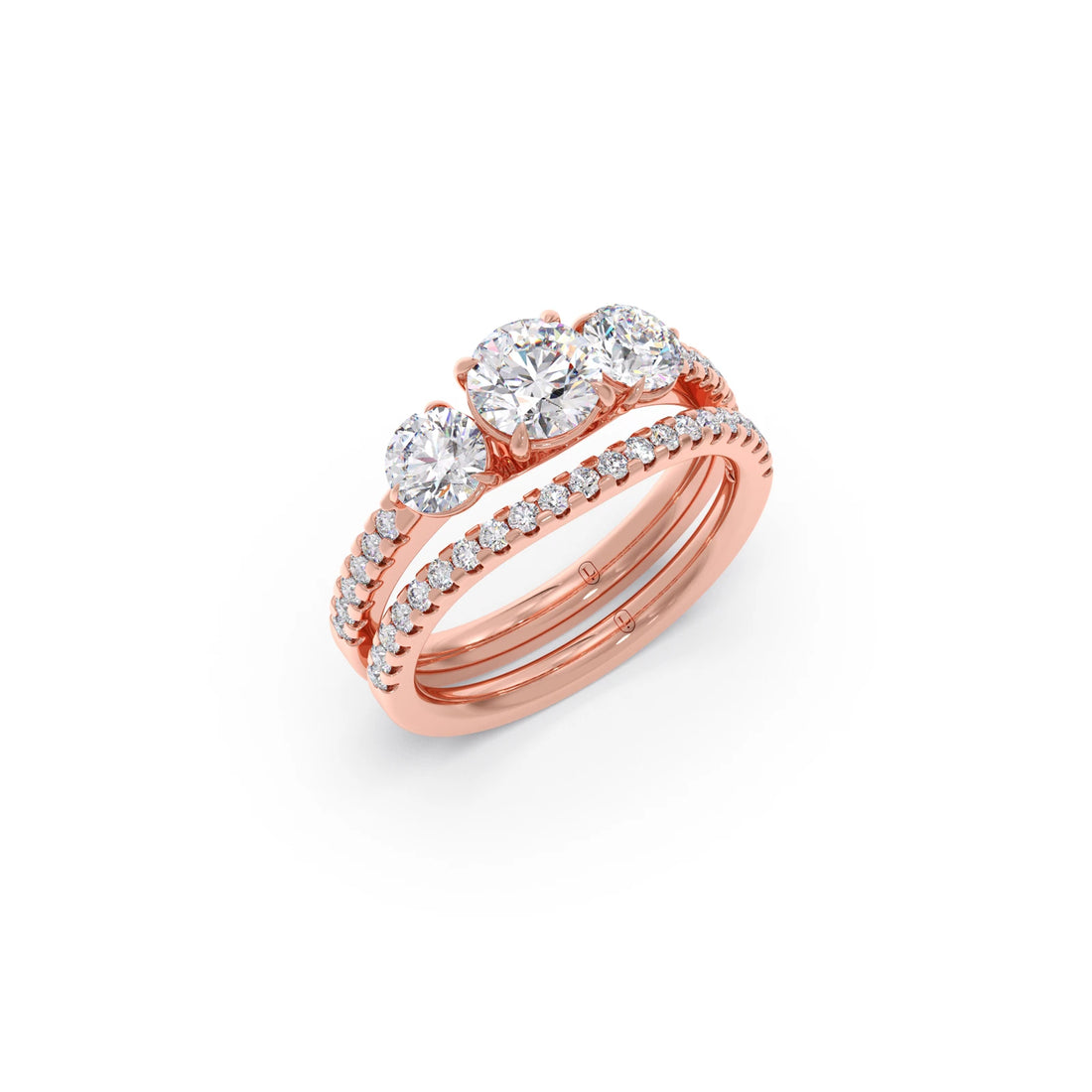 Three-Stone Engagement Ring with Accent Diamonds
