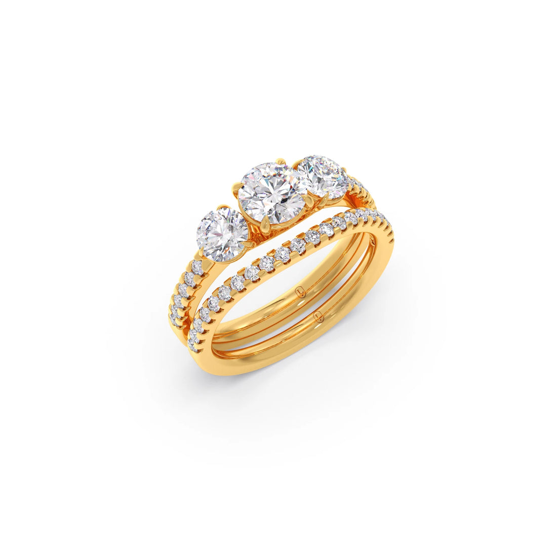 Three-Stone Engagement Ring with Accent Diamonds