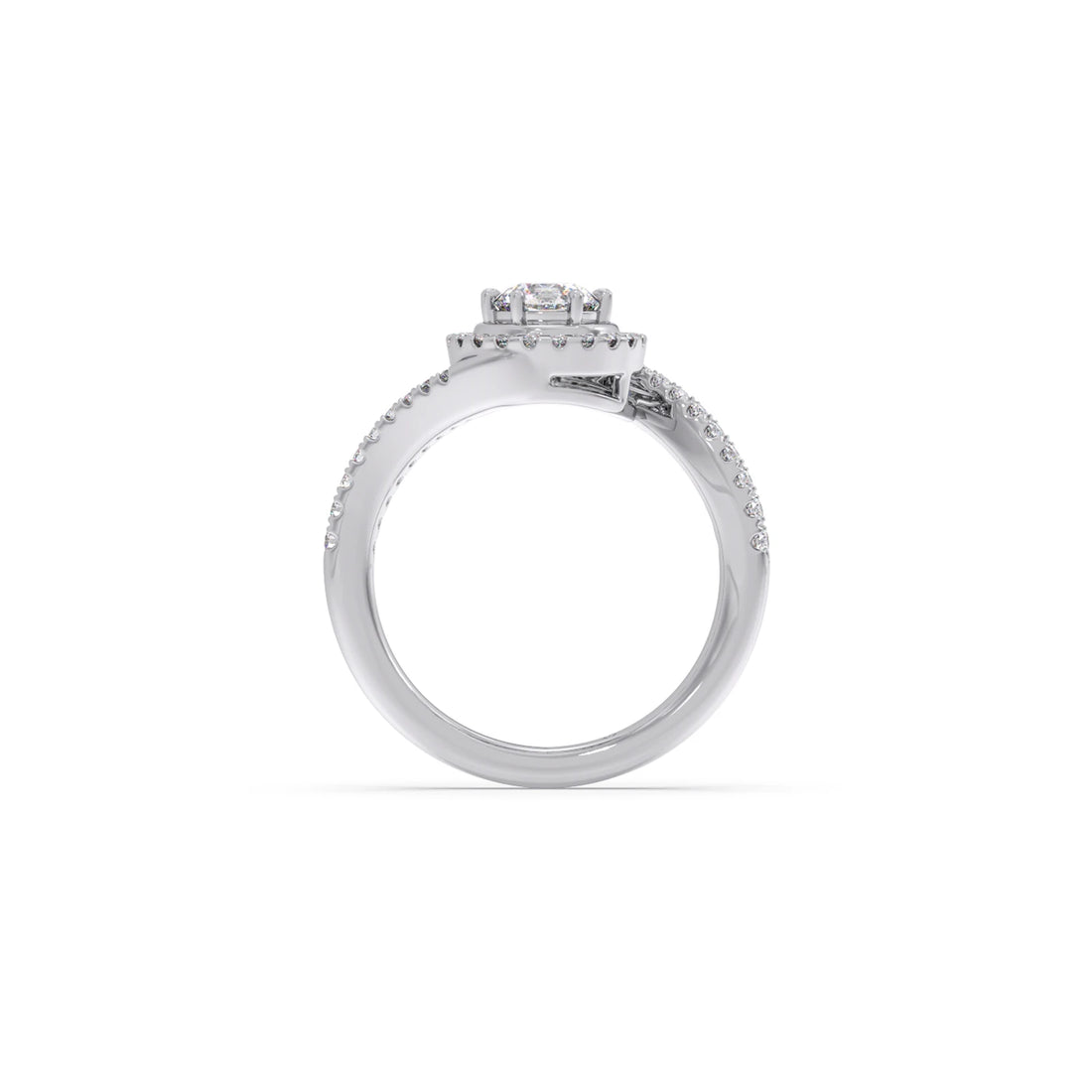 Round Halo Twist Engagement Ring – 0.50 ct