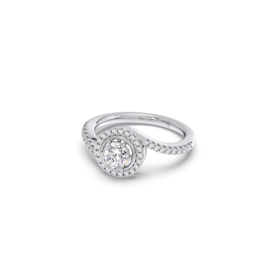 Round Halo Twist Engagement Ring – 0.50 ct