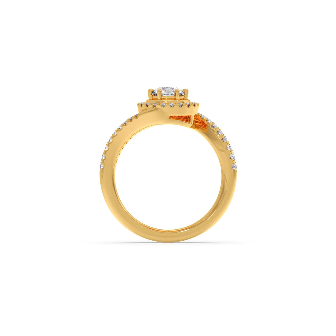 Round Halo Twist Engagement Ring – 0.50 ct