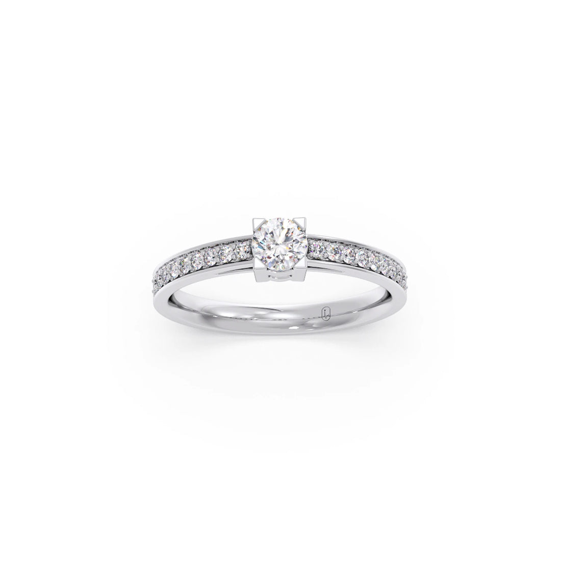 4 Prong Round Pave Engagement Ring – 4.4 MM