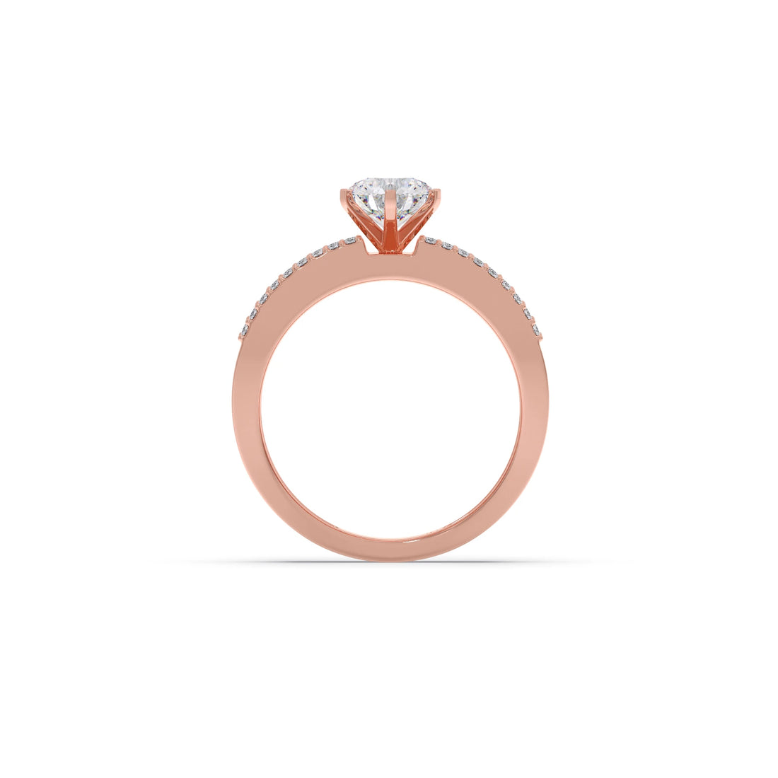 Elegant Round Center Stone Ring with Diamond Shoulders