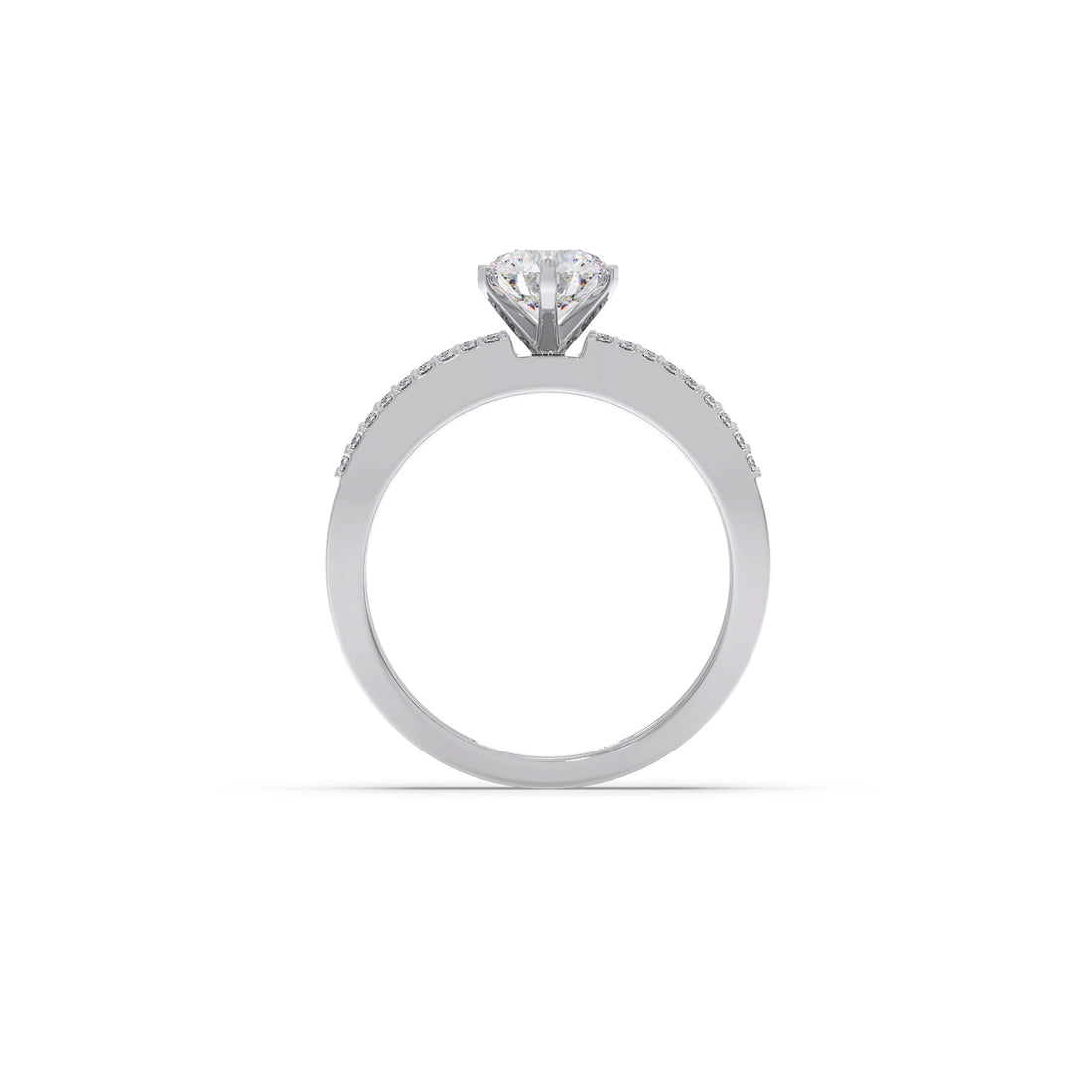 Elegant Round Center Stone Ring with Diamond Shoulders