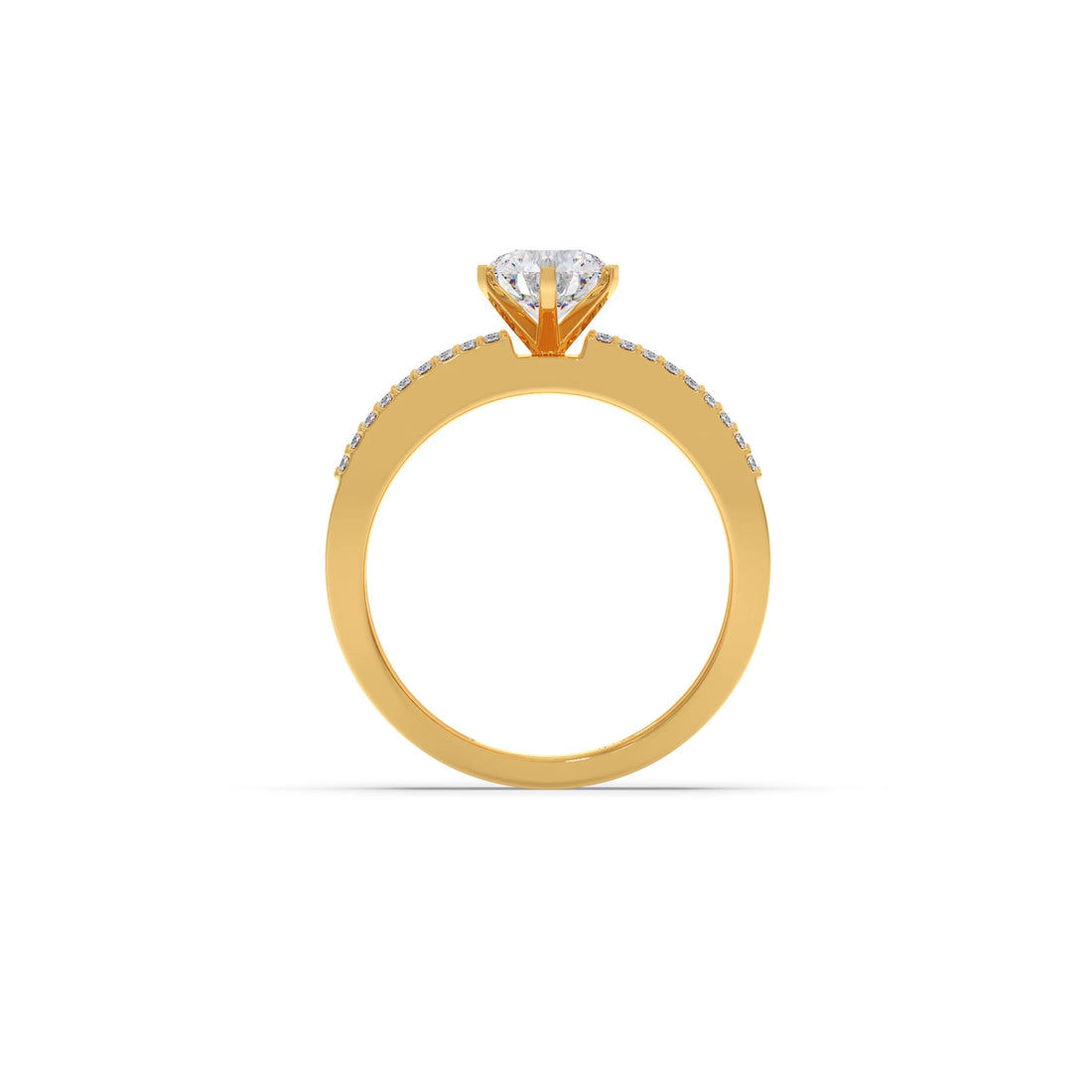 Elegant Round Center Stone Ring with Diamond Shoulders