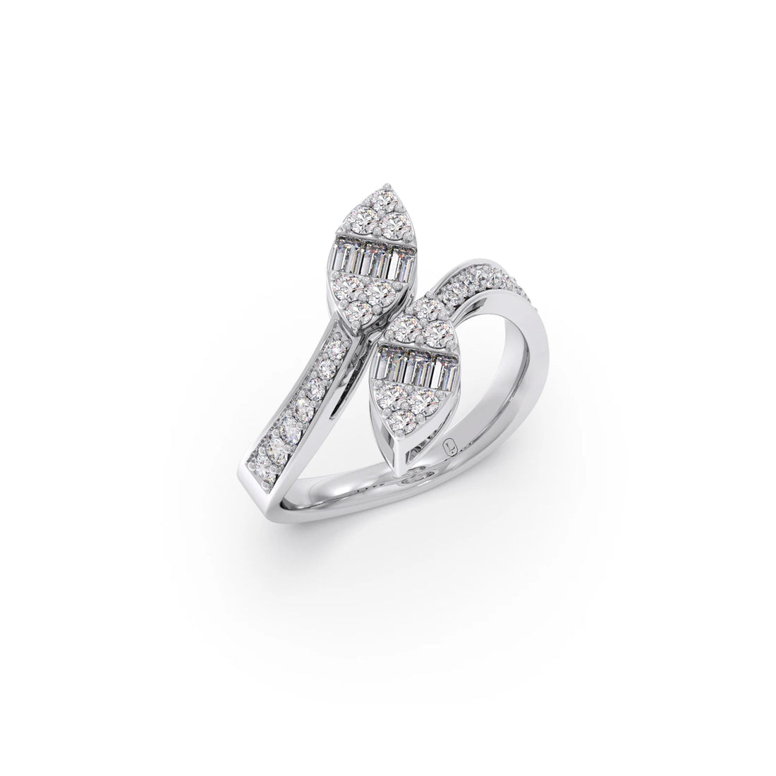 Baguette and Round Diamond Bypass Ring