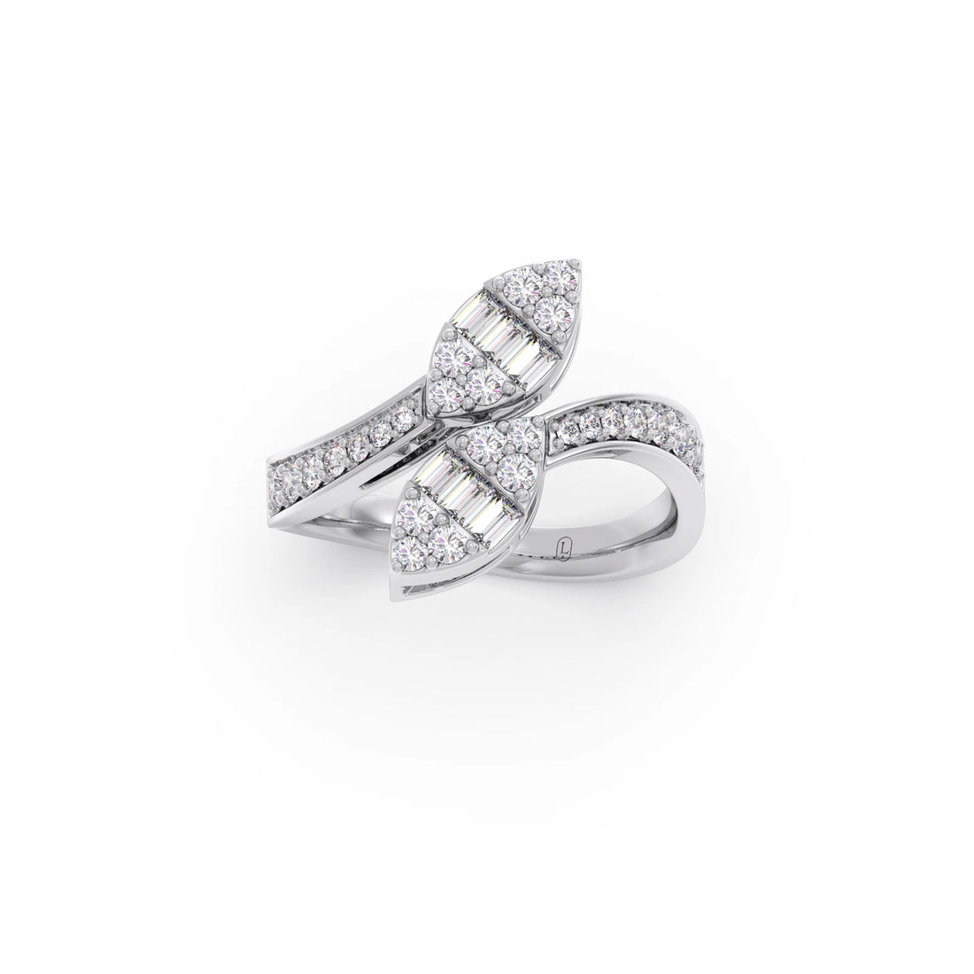 Baguette and Round Diamond Bypass Ring