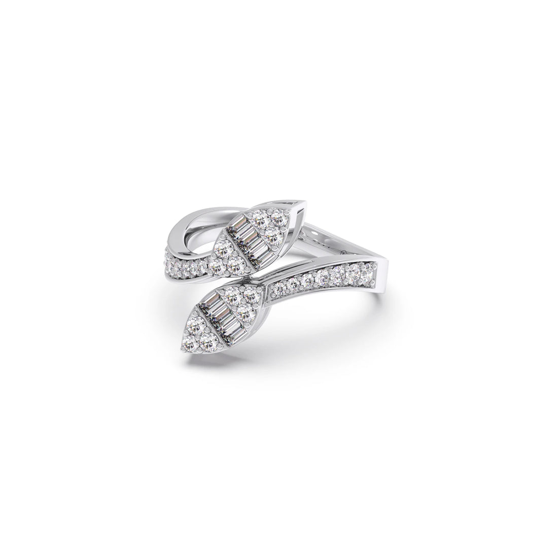 Baguette and Round Diamond Bypass Ring