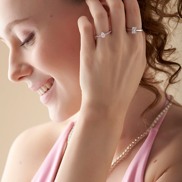 Pear Solitaire with Diamond Accents