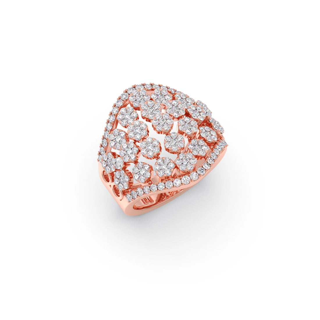Round Diamond Classic Hexa Cluster Ring