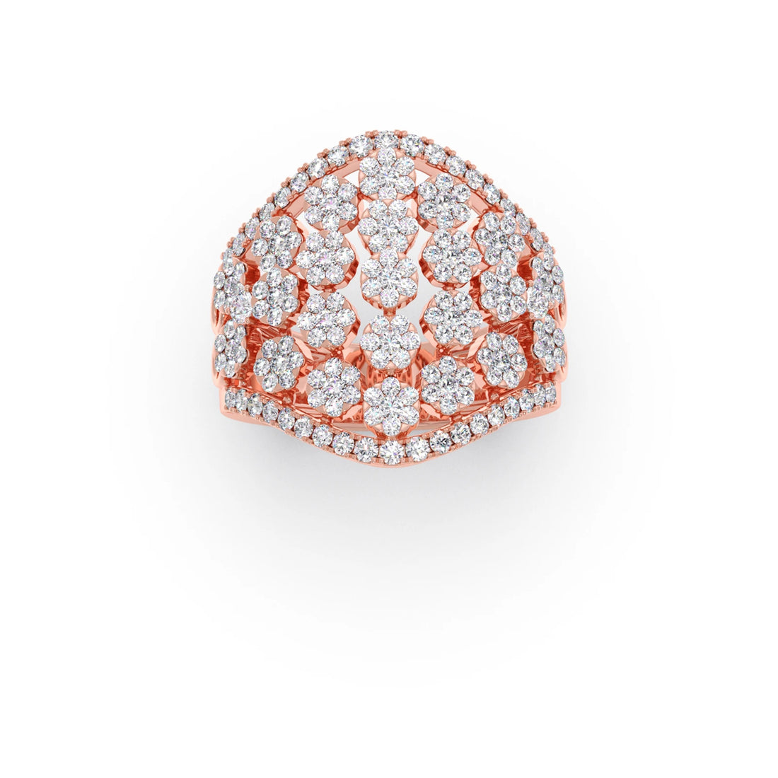 Round Diamond Classic Hexa Cluster Ring