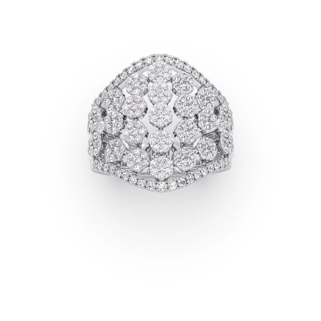 Round Diamond Classic Hexa Cluster Ring
