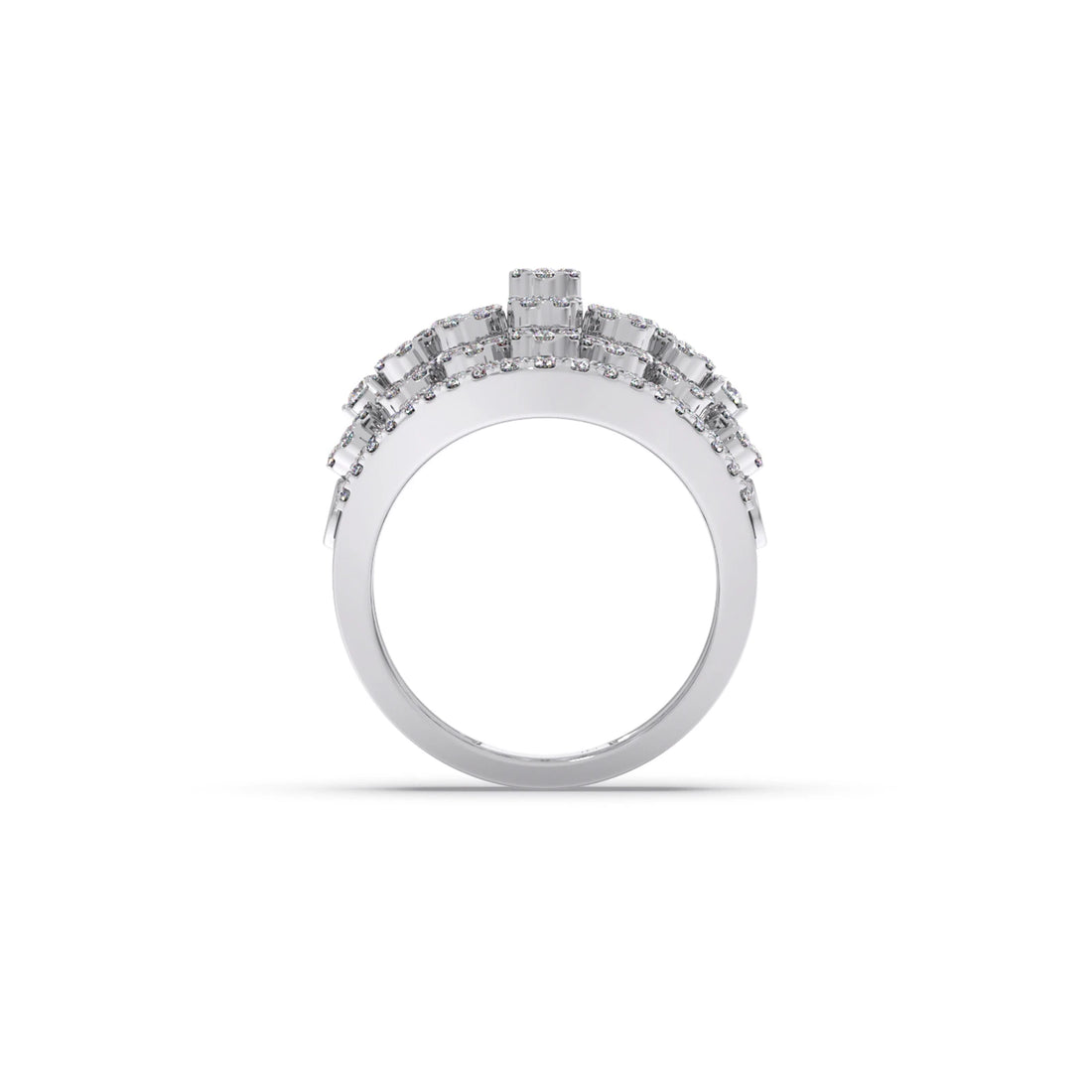 Round Diamond Classic Hexa Cluster Ring