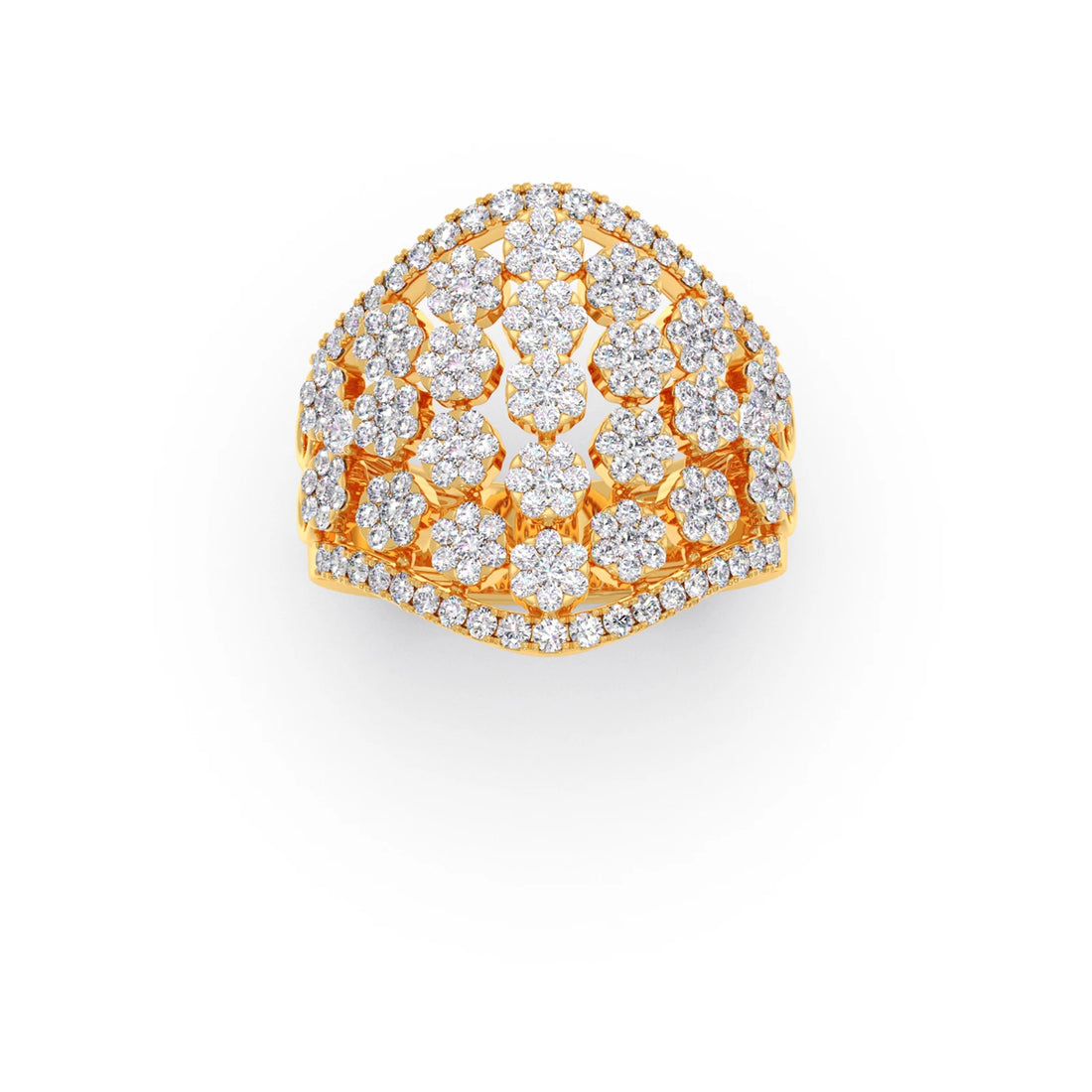Round Diamond Classic Hexa Cluster Ring