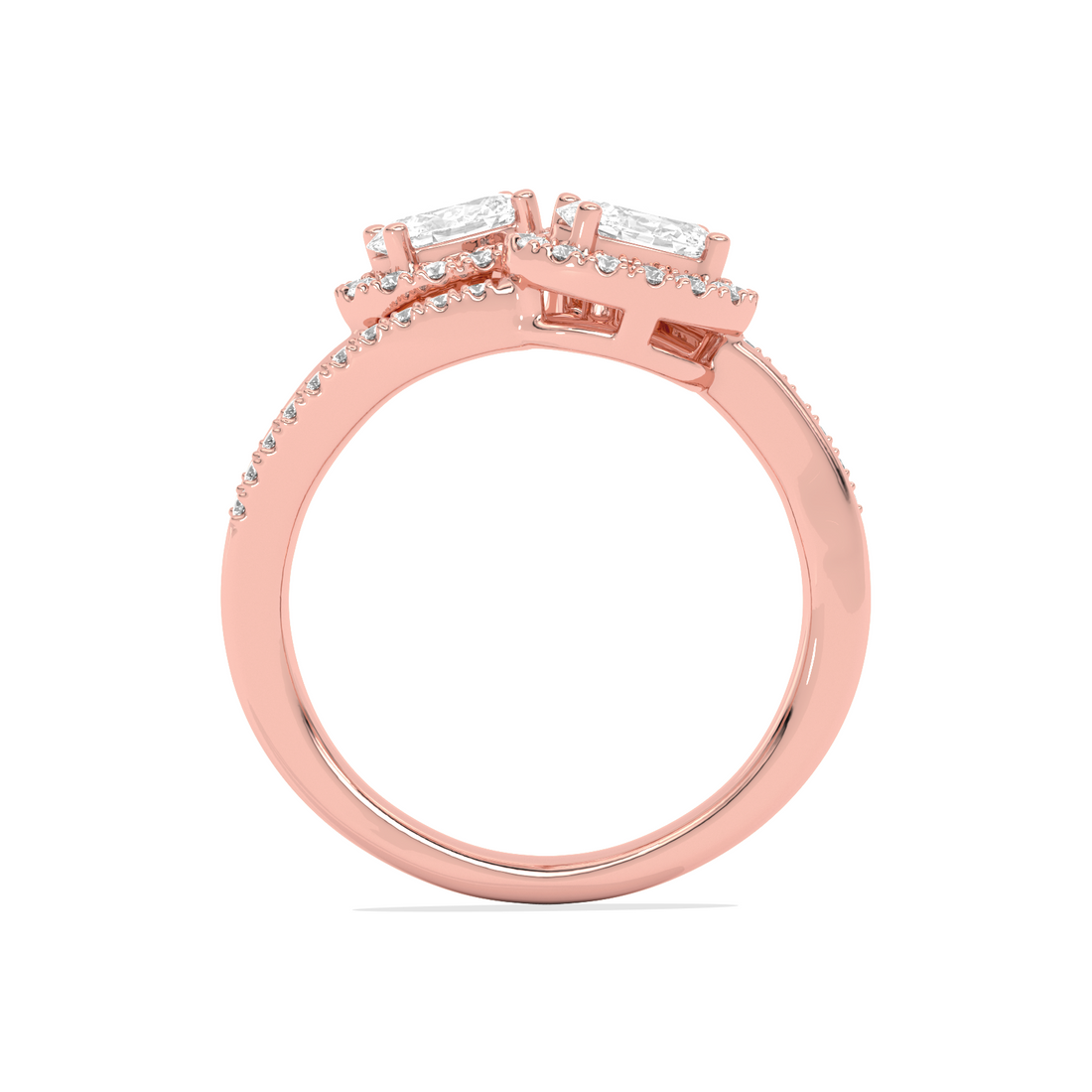 Two Oval Halo Engagement Diamond Ring