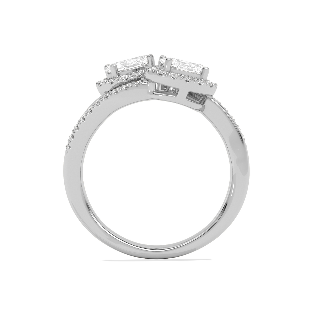 Two Oval Halo Engagement Diamond Ring