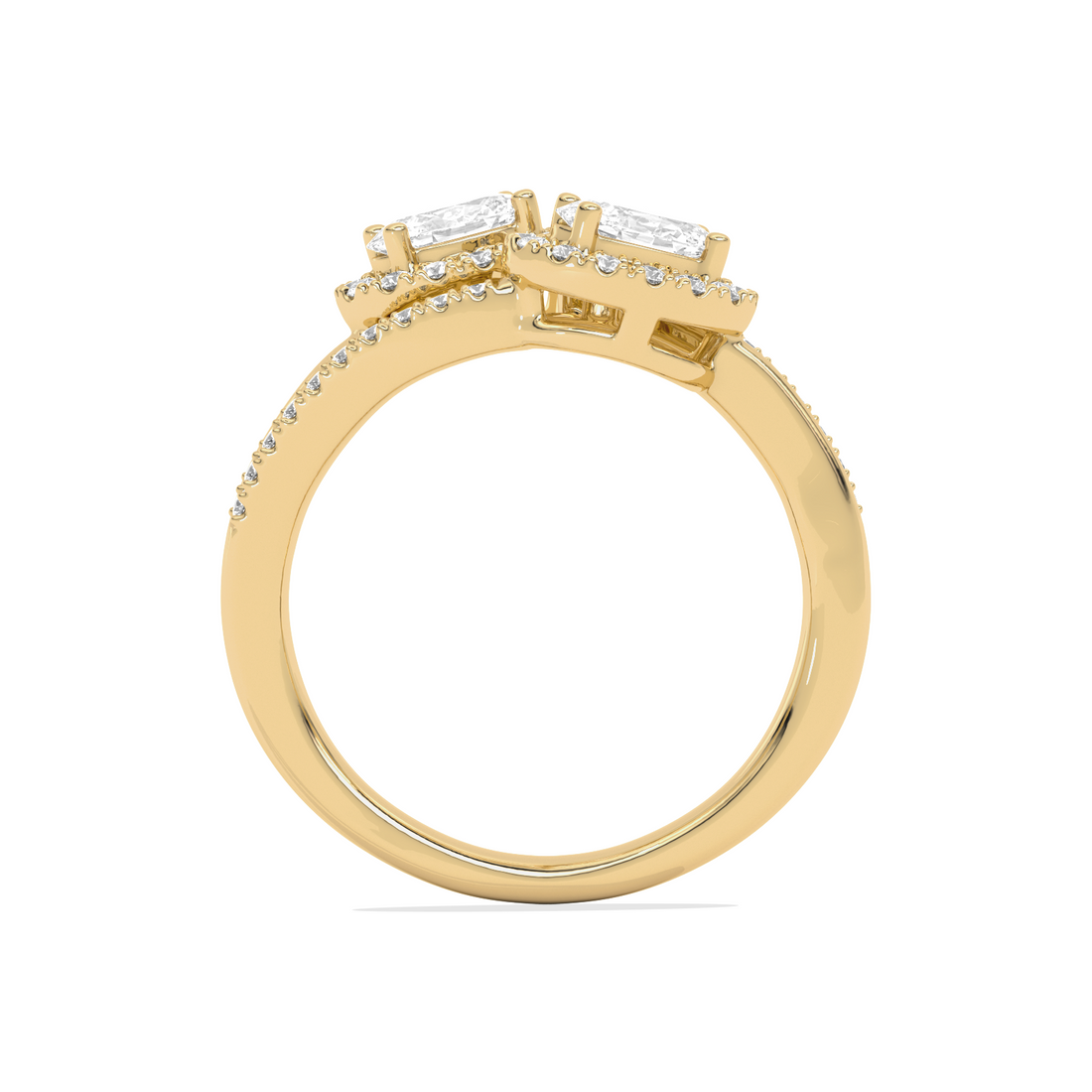 Two Oval Halo Engagement Diamond Ring