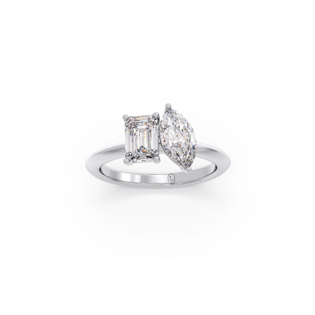 Marquise and Emerald Toi Moi Engagement Ring