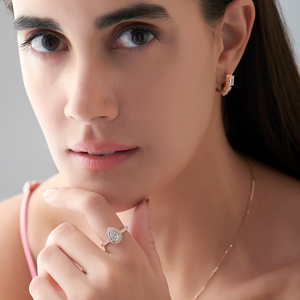 Pear Halo Engagement Ring