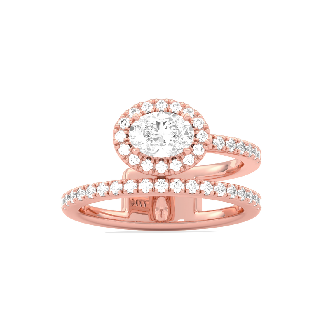 Oval Halo Ring with Split Shank