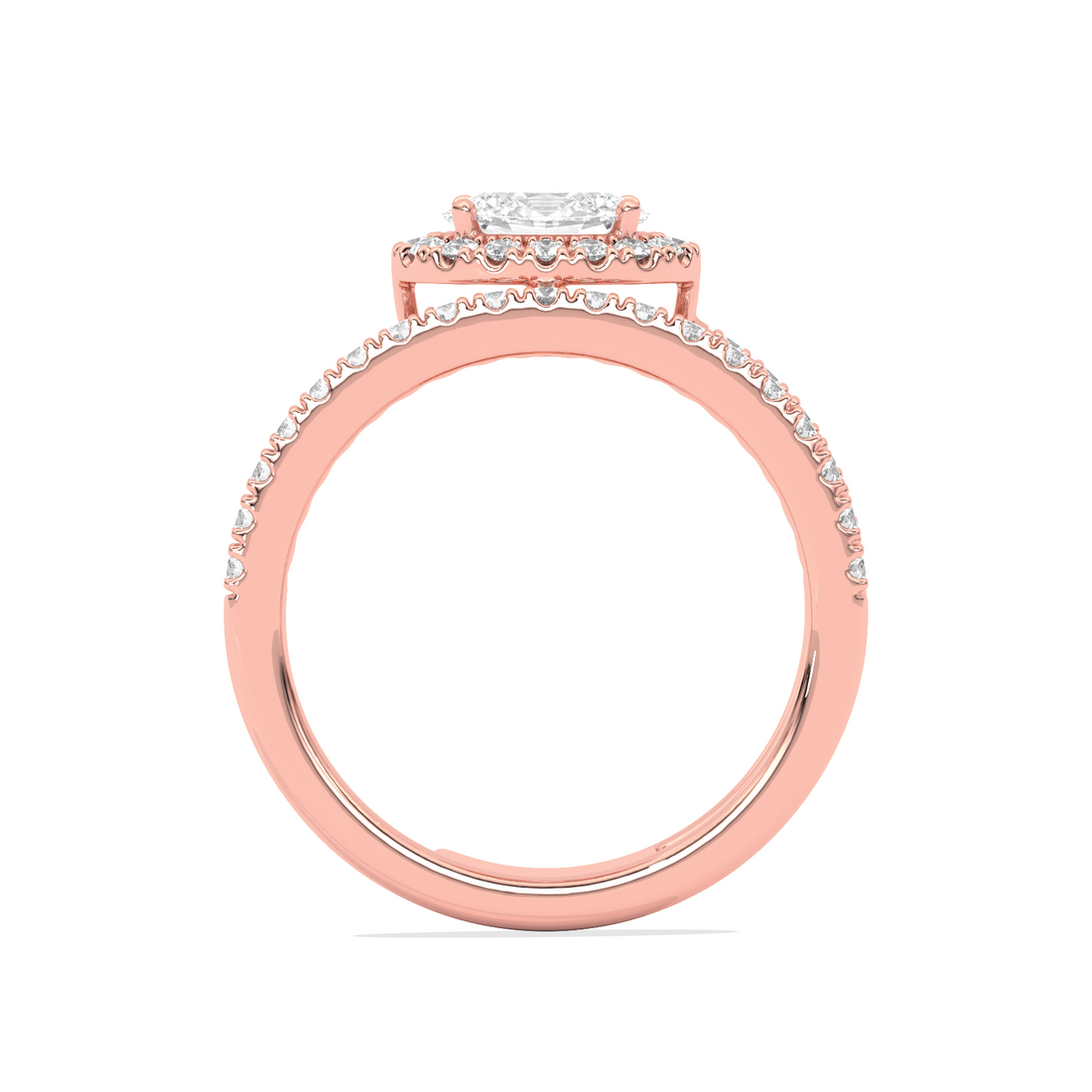Oval Halo Ring with Split Shank