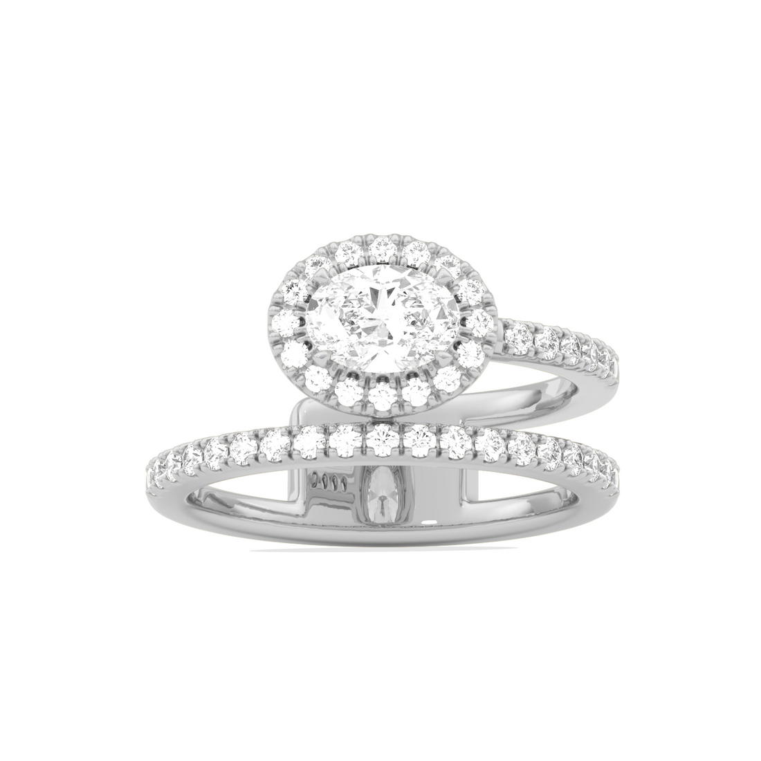 Oval Halo Ring with Split Shank