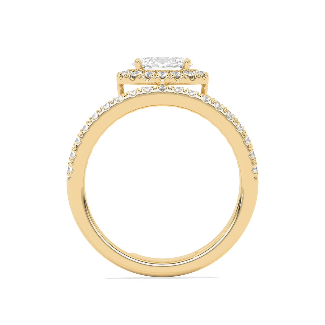 Oval Halo Ring with Split Shank
