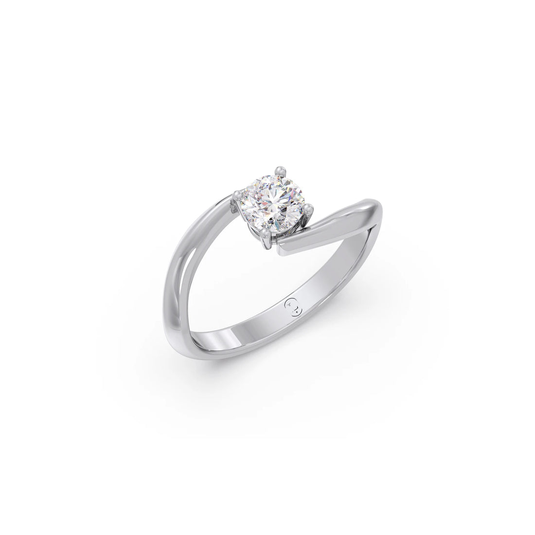 Round-Cut Bypass Solitaire Engagement Ring
