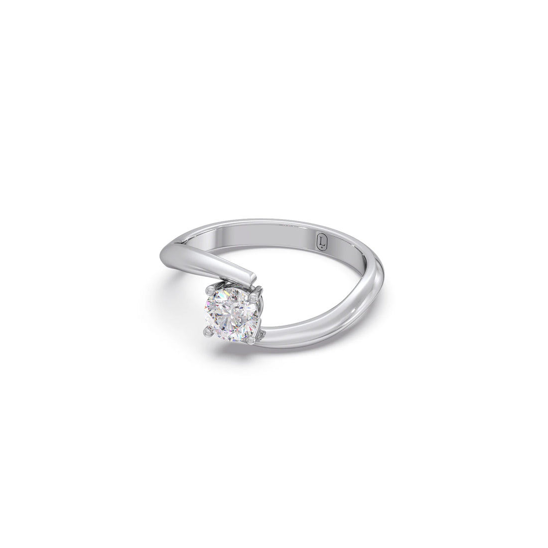 Round-Cut Bypass Solitaire Engagement Ring