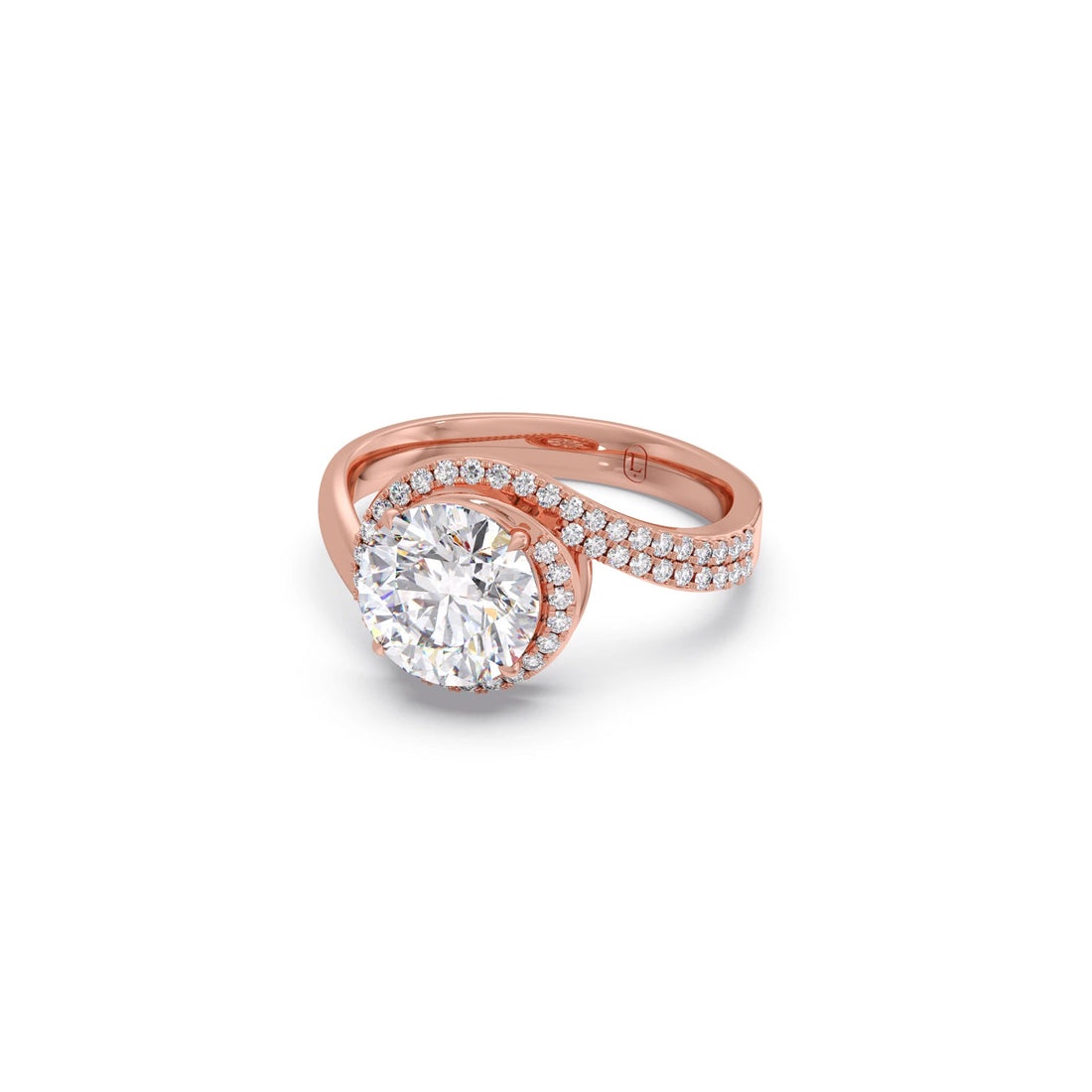 Round-Cut Halo Pavé Twist Engagement Ring