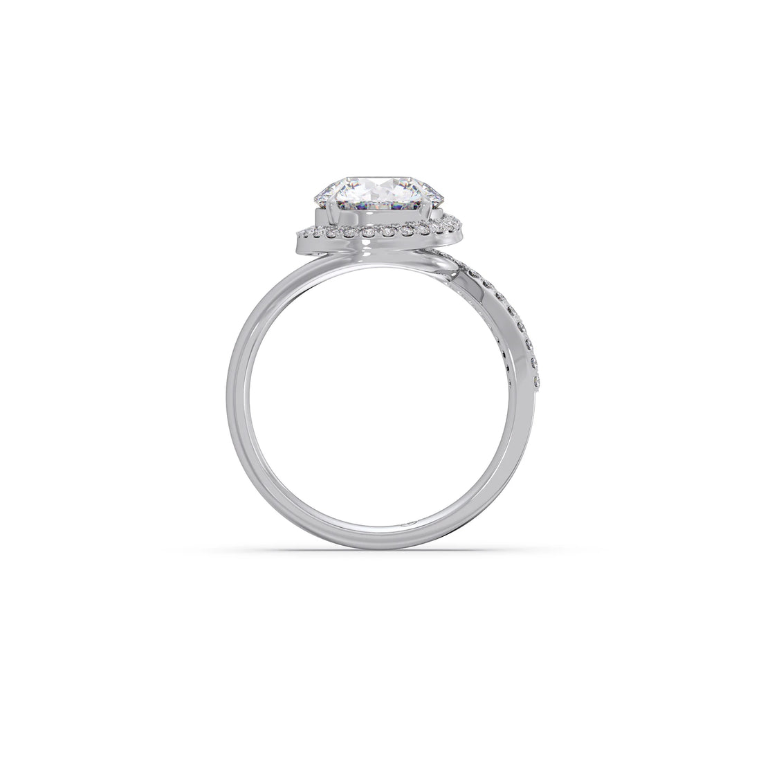 Round-Cut Halo Pavé Twist Engagement Ring