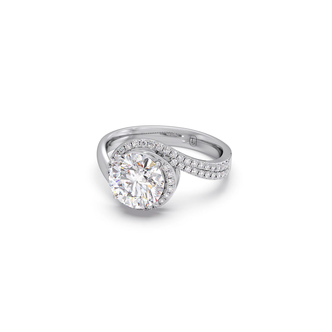 Round-Cut Halo Pavé Twist Engagement Ring
