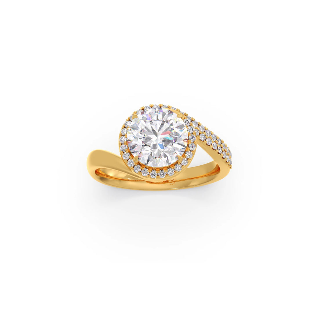 Round-Cut Halo Pavé Twist Engagement Ring