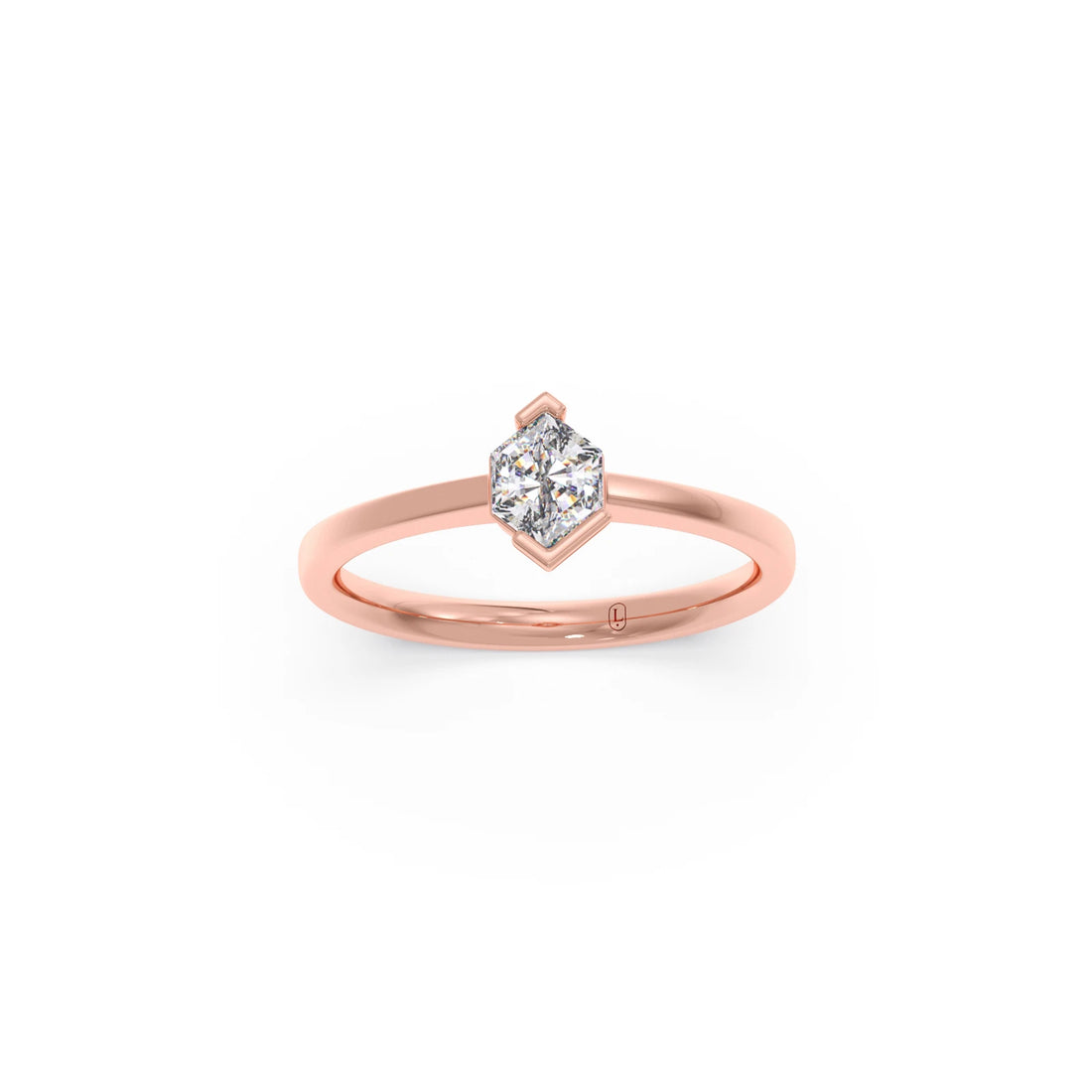 Half Bezel Set Smallitaire Tenz Hexa Cut Diamond Ring
