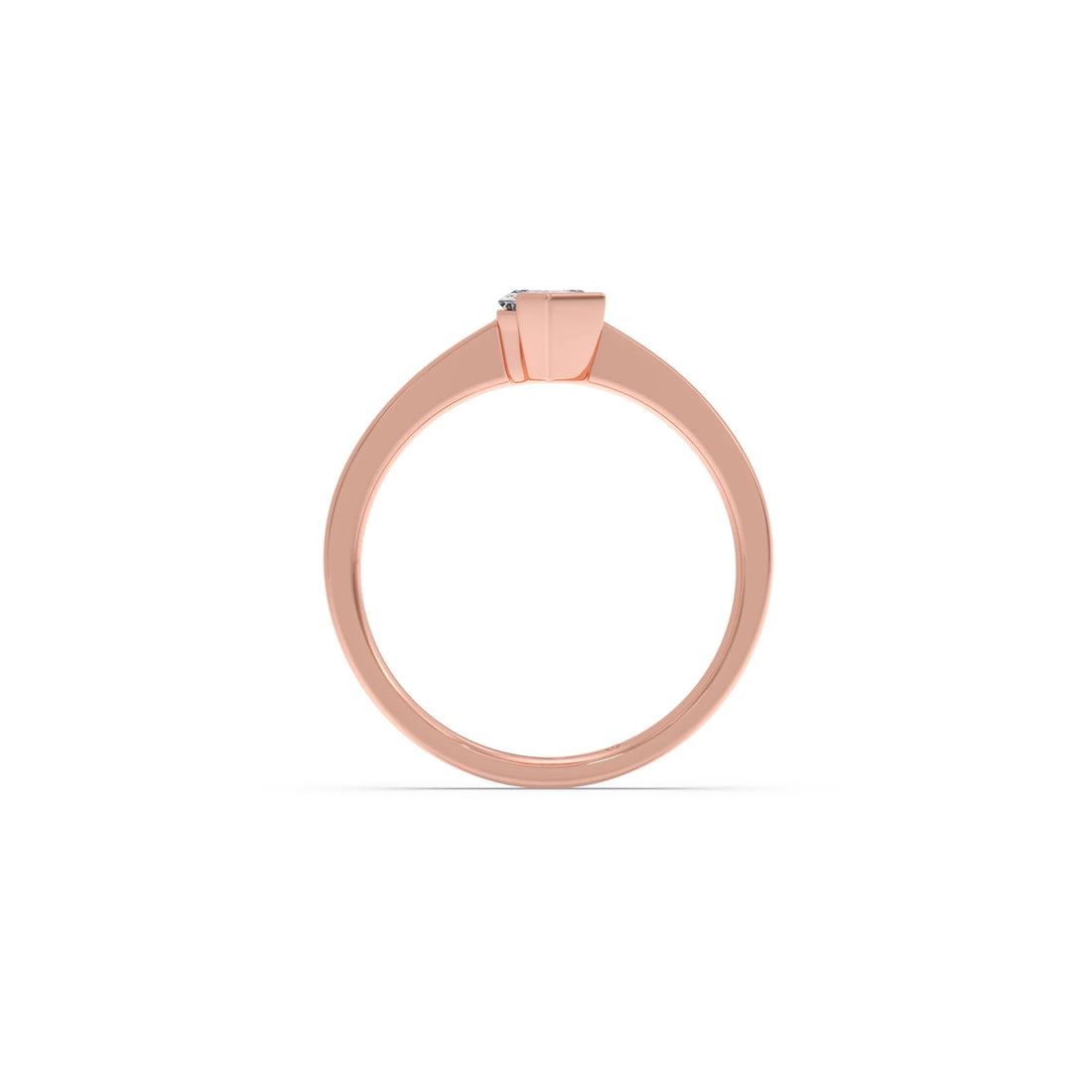 Half Bezel Set Smallitaire Tenz Hexa Cut Diamond Ring