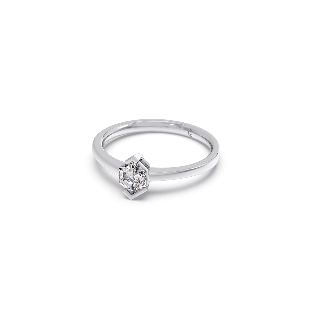 Half Bezel Set Smallitaire Tenz Hexa Cut Diamond Ring