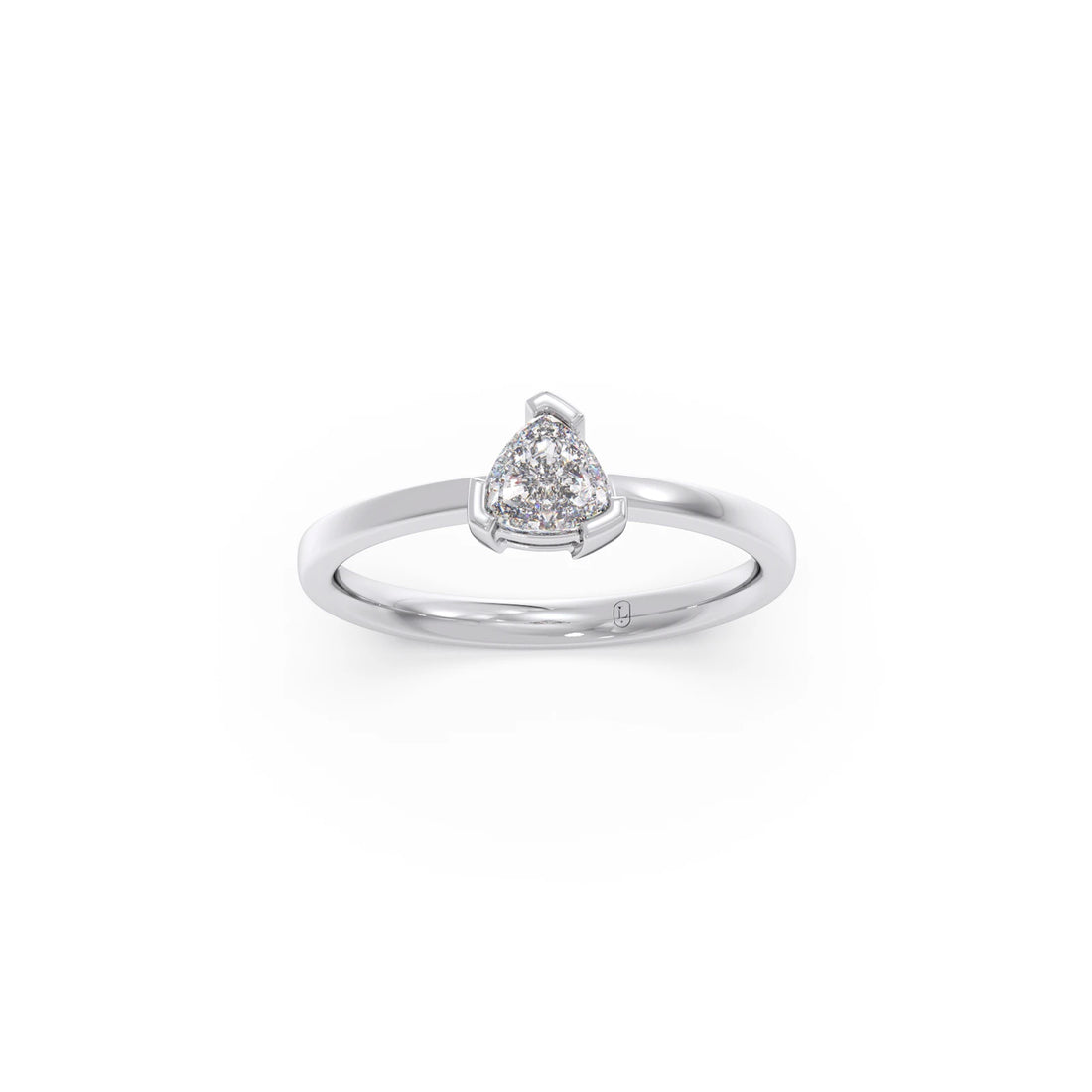 Half Bezel Set Trillion Cut Solitaire Ring