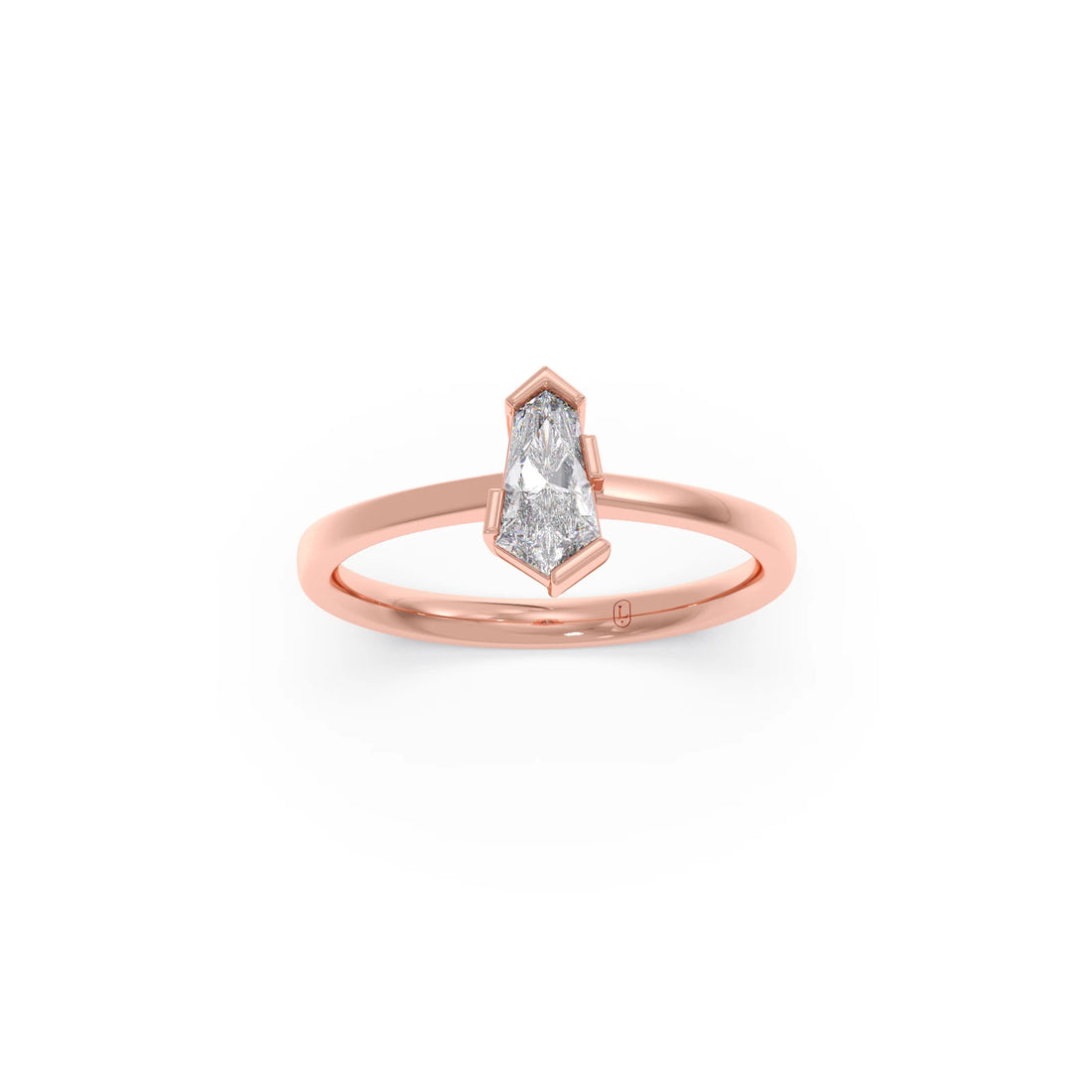 Half Bezel Set Pin Shape Solitaire Ring