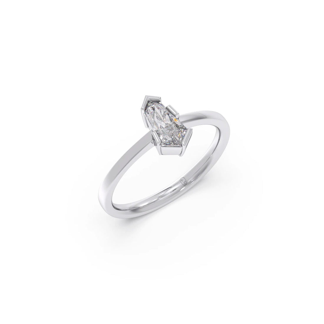 Half Bezel Set Pin Shape Solitaire Ring