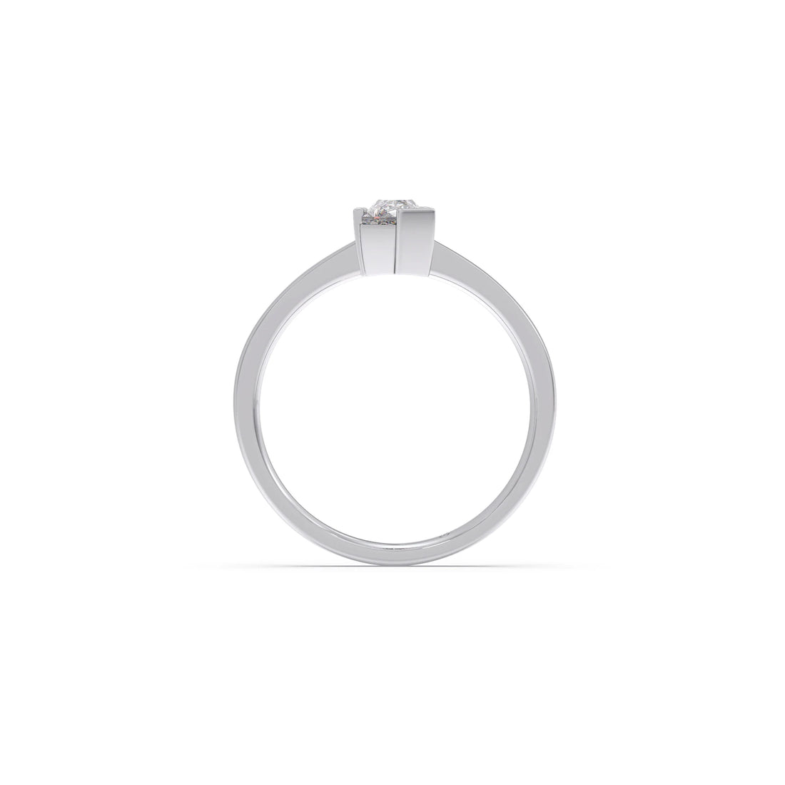 Half Bezel Set Pin Shape Solitaire Ring