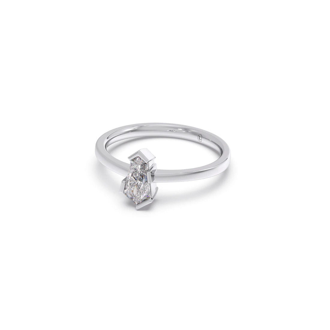 Half Bezel Set Pin Shape Solitaire Ring