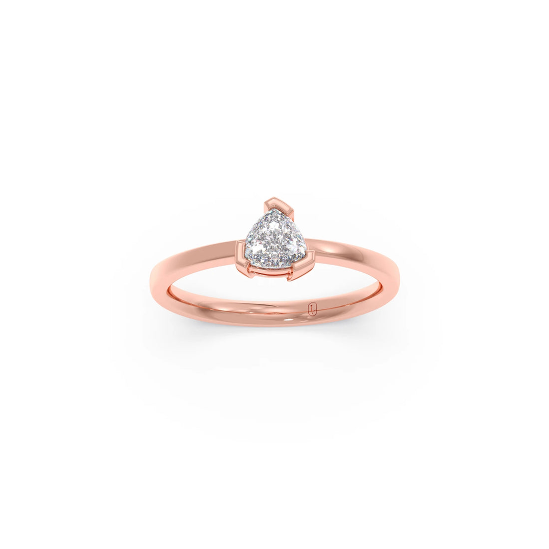 Half Bezel & Claw Prong Set Smallitaire Trillion Shape Diamond Ring