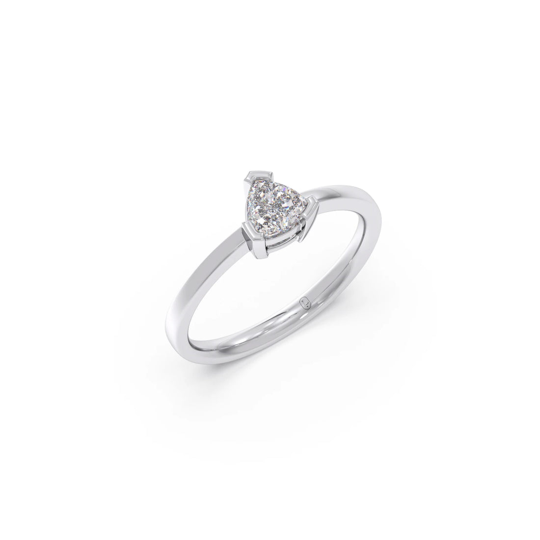 Half Bezel & Claw Prong Set Smallitaire Trillion Shape Diamond Ring