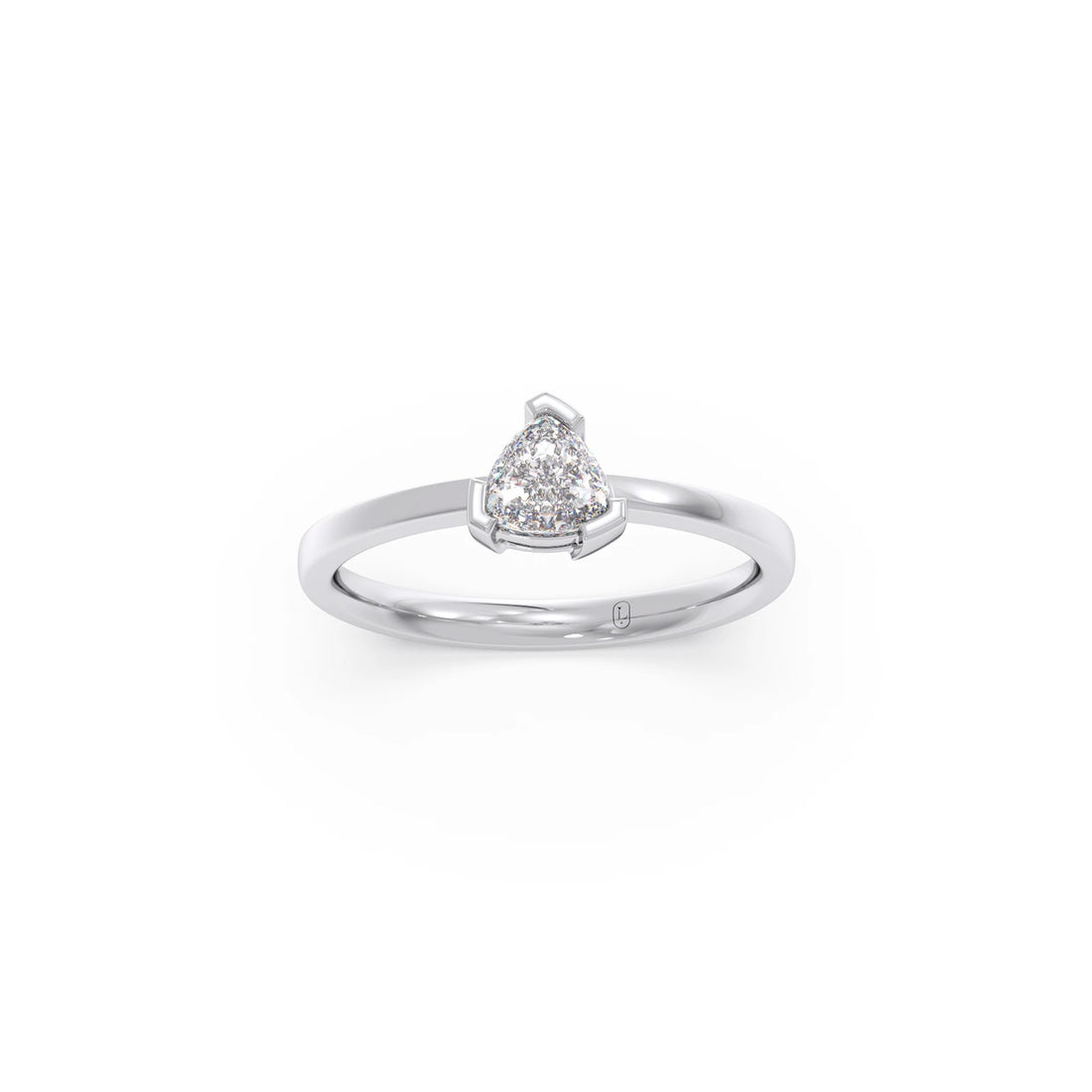 Half Bezel & Claw Prong Set Smallitaire Trillion Shape Diamond Ring